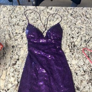 Purple Sequin Strappy homecoming Dress